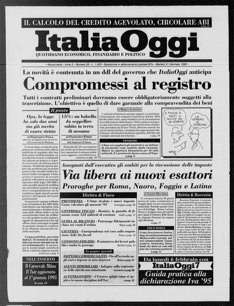 Italia oggi : quotidiano di economia finanza e politica